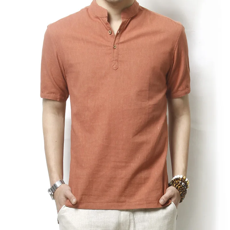 

2018 Summer Style Mens Linen Shirt Comfort Breathe Freely Chinese Style Casual Wear Male Popover Shirt Size XL XXL XXXL