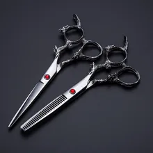 Профессиональный 6 дюймов Япония 440C Дракон ножницы для волос комплект с сумкой режущие ножницы парикмахерские ножницы