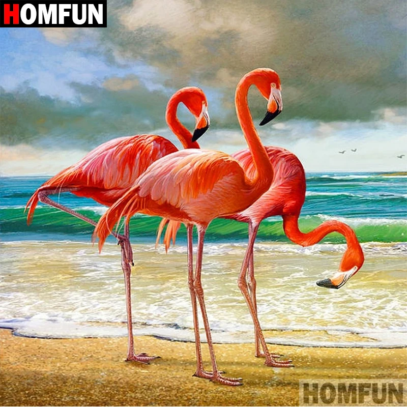 Алмазная 5D картина HOMFUN сделай сам полноразмерная/круглая 3d-вышивка Страус с