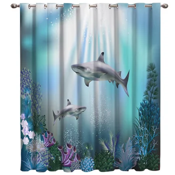 

Sharks Room Curtains Large Window Curtain Rod Bathroom Decor Outdoor Fabric Floral Kids Curtains And Drapes Outdoor Curtains