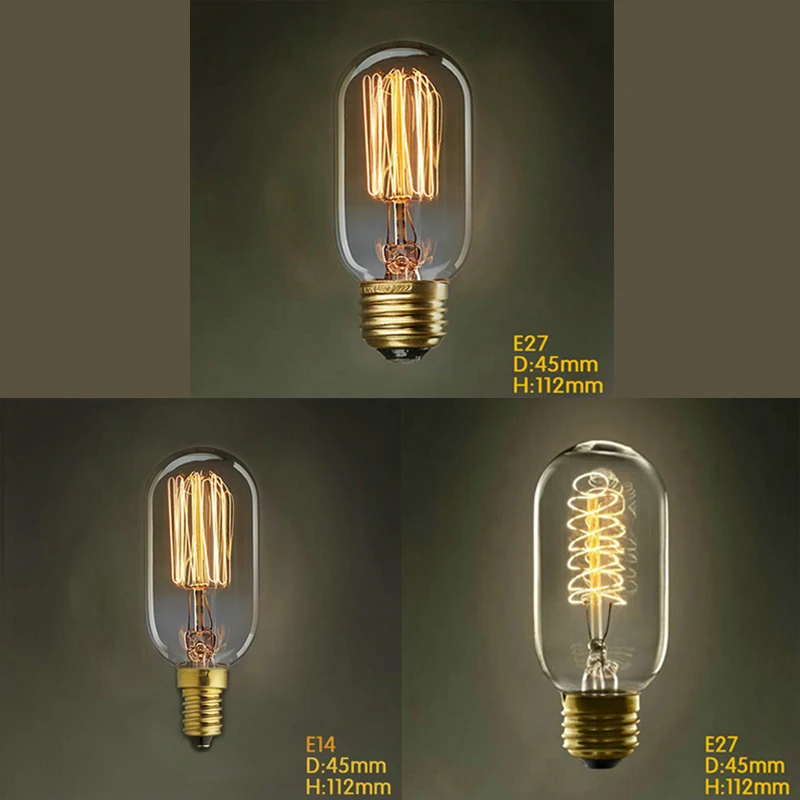 

T45 vintage edison bulb Tungsten 220V-240V 40W E27 antique edison bulb