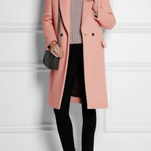 Новое повседневное шерстяное розовое пальто с лацканами из Великобритании, женское простое пальто на одной пуговице, женское тканевое S-XL