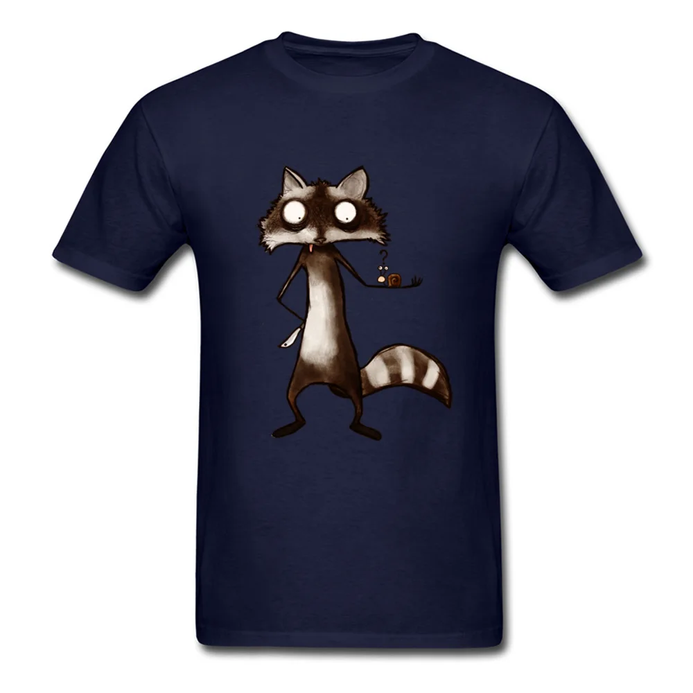 Racoon and Snail Tops & Tees Hip Hop O-Neck comfortable Short Sleeve Pure Cotton Men Tshirts Design Tee-Shirts Racoon and Snail navy