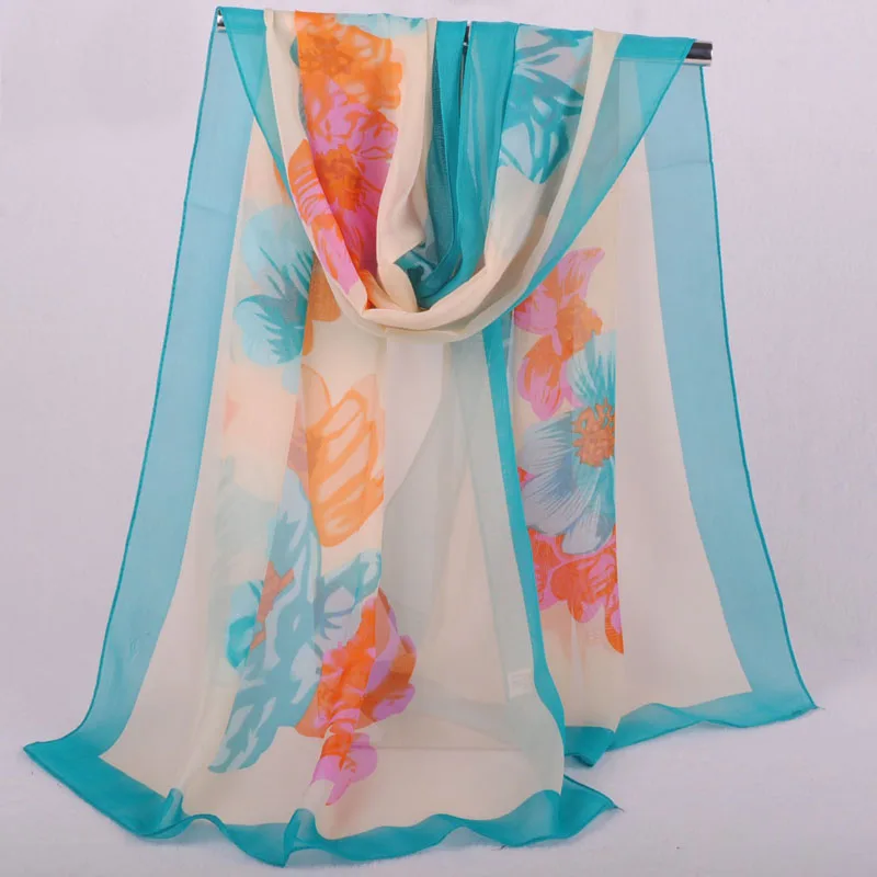 Three Colour Pashmina Scarf Flower Long Size Chiffon Scarf za Women 2015 Print burnout velvet scarf