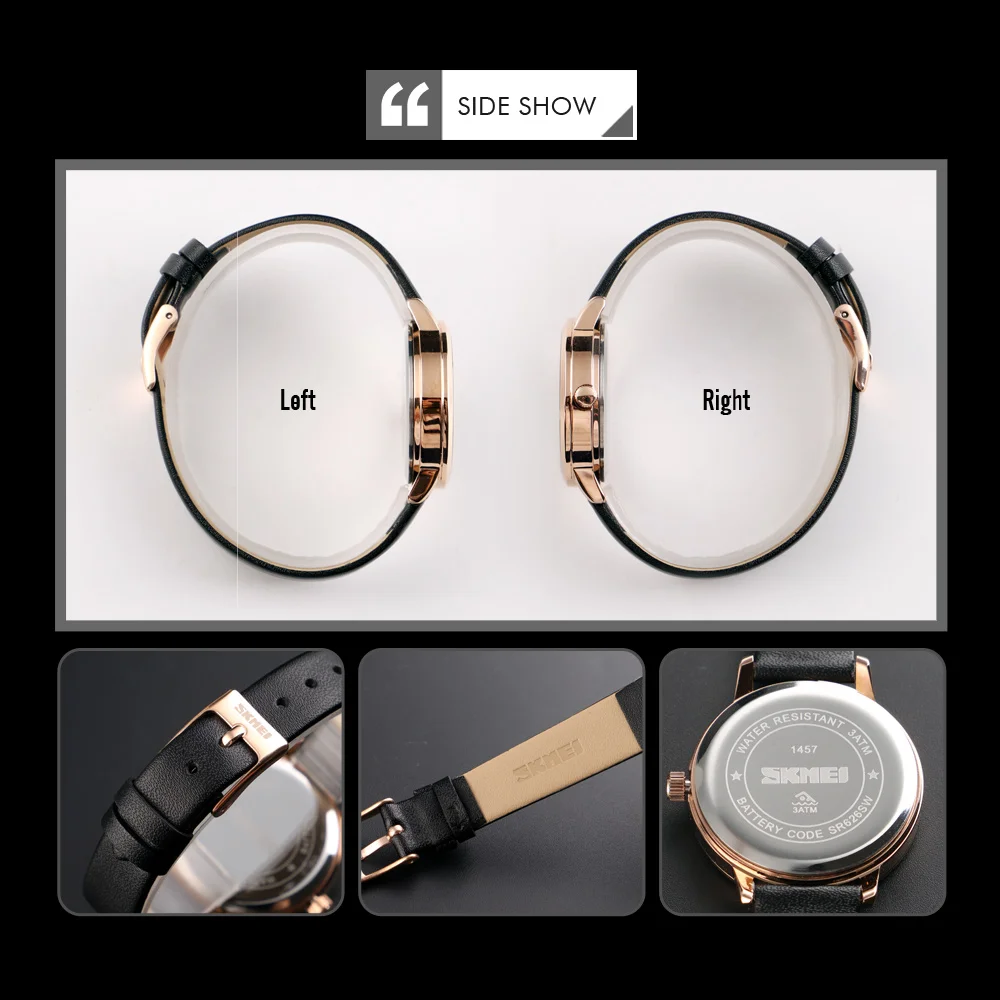 SKMEI лучшие брендовые модные женские часы кожаные женские кварцевые часы женские тонкие Повседневное ремешок Reloj Mujer Для женщин циферблат