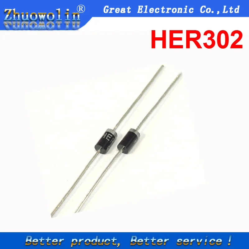 50 Pezzi Diodi HER302 Fast Recovery 3A 100V - SMW, Alta Velocità