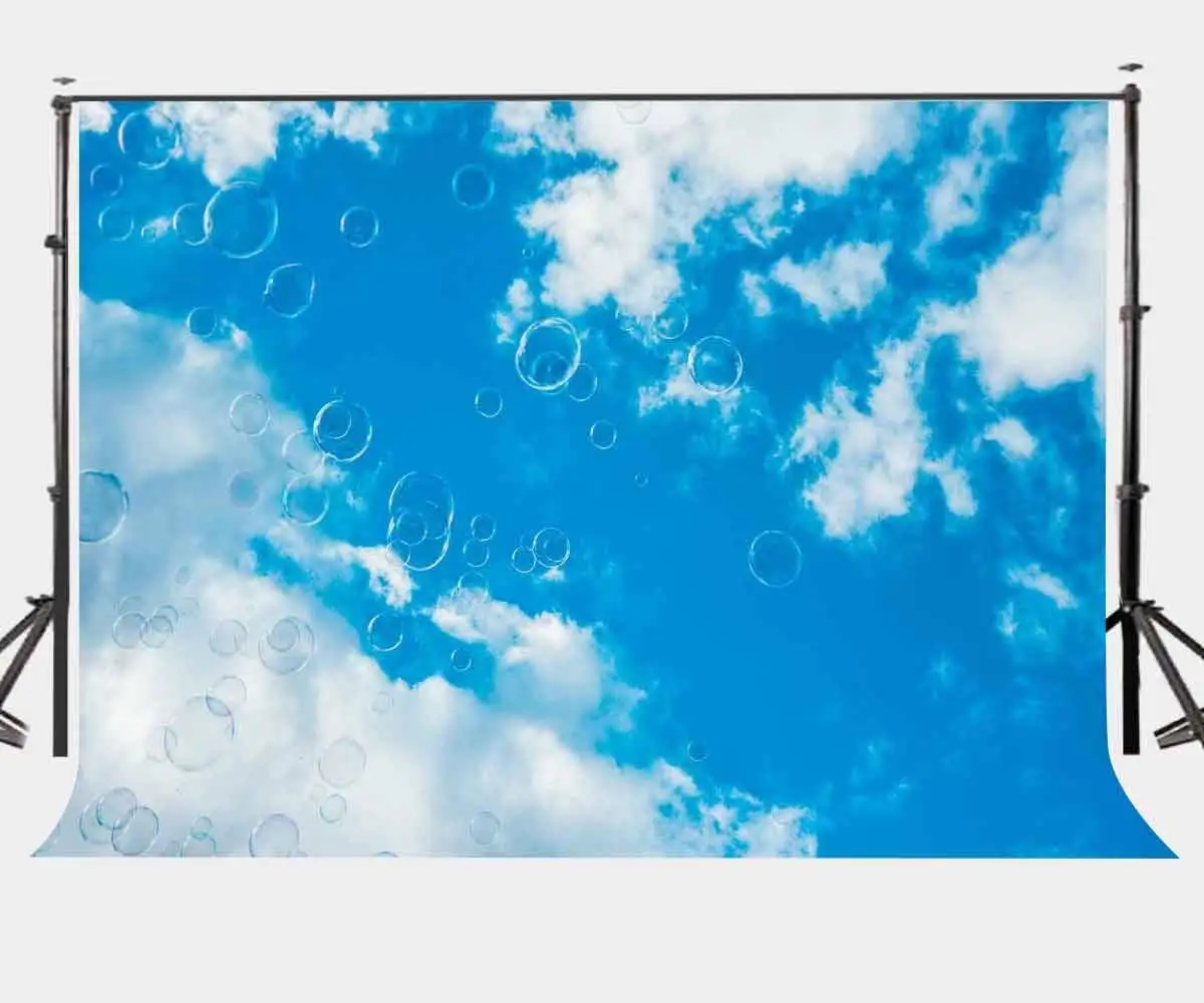 

150x220cm Blue Sky White Clouds Backdrop Flying Bubbles Photography Background