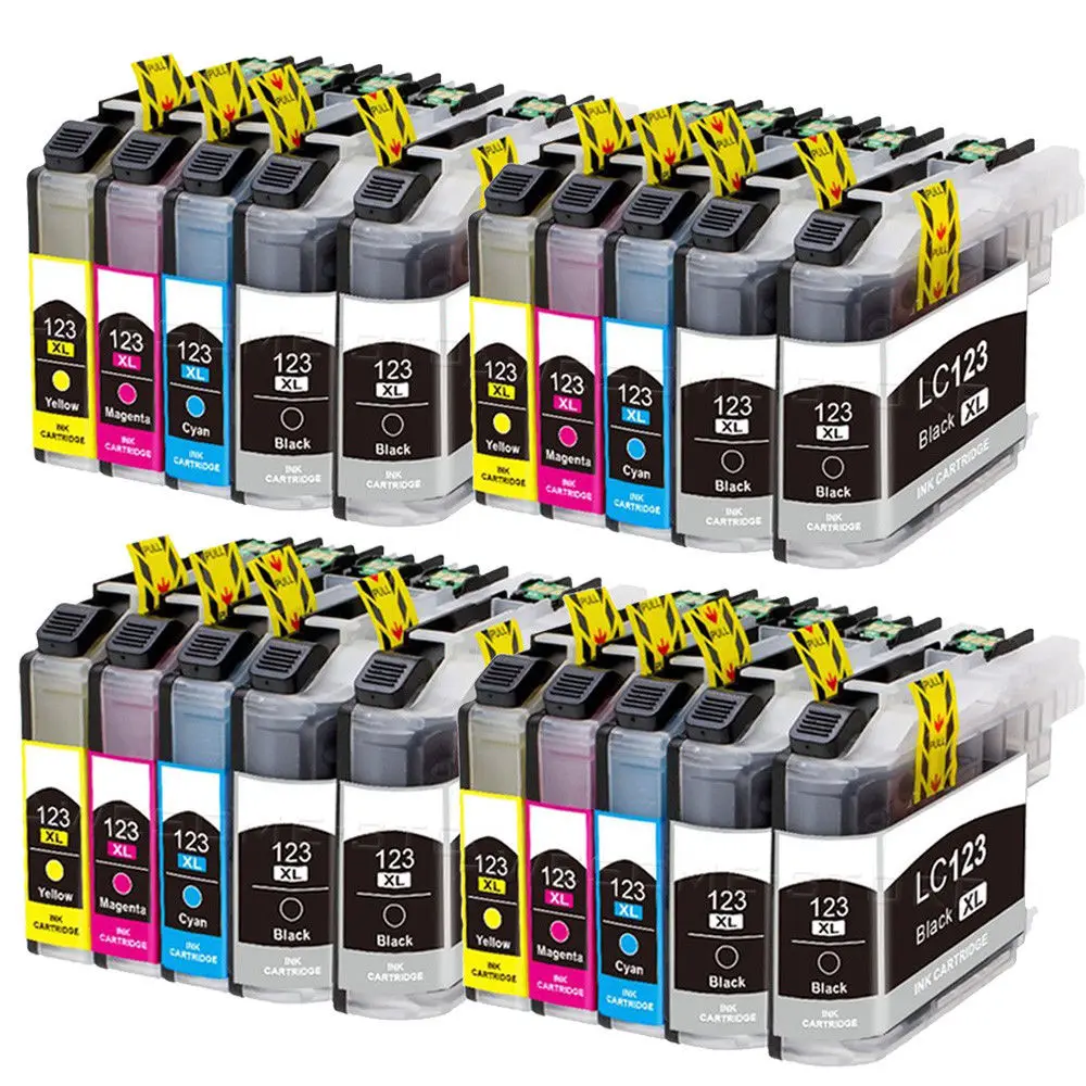 20x LC123 чернильный картридж для Brother DCP J132W J152W J552DW MFC J650DW J752DW J4110DW J870DW|Чернильные