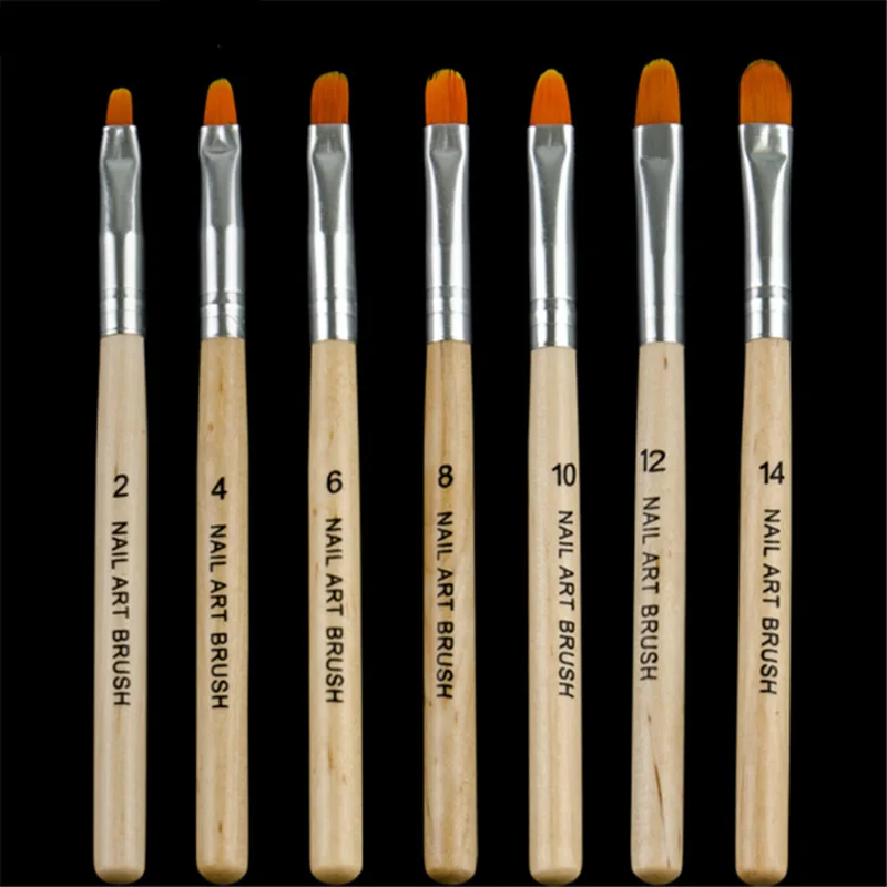 

7pcs/lot Dropship Wooden Nail Art Top Acrylic Poly UV Gel Extension Coating Builder Flower Painting Drawing Brush Tools Set