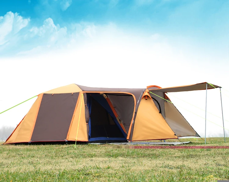 One hall one bedroom 3 4person use double layer ultralarge big space waterproof anti UV camping