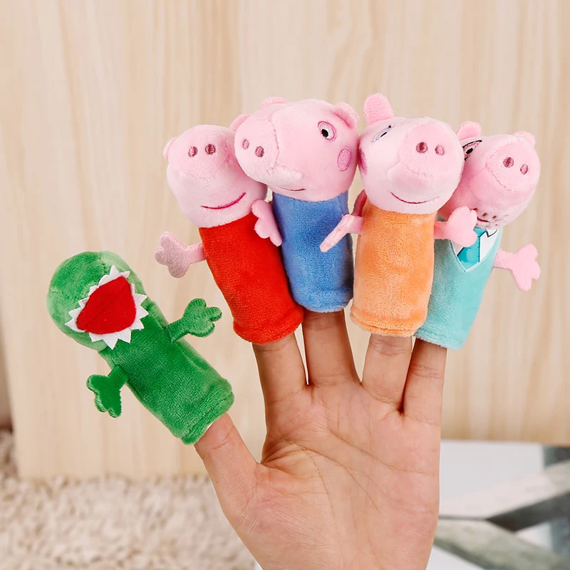 

1 pc Genuine Peppa Pig Finger Puppets Peppa George Dinosaur Daddy Mommy Stuffed Kids plush toys Christmas New year gift