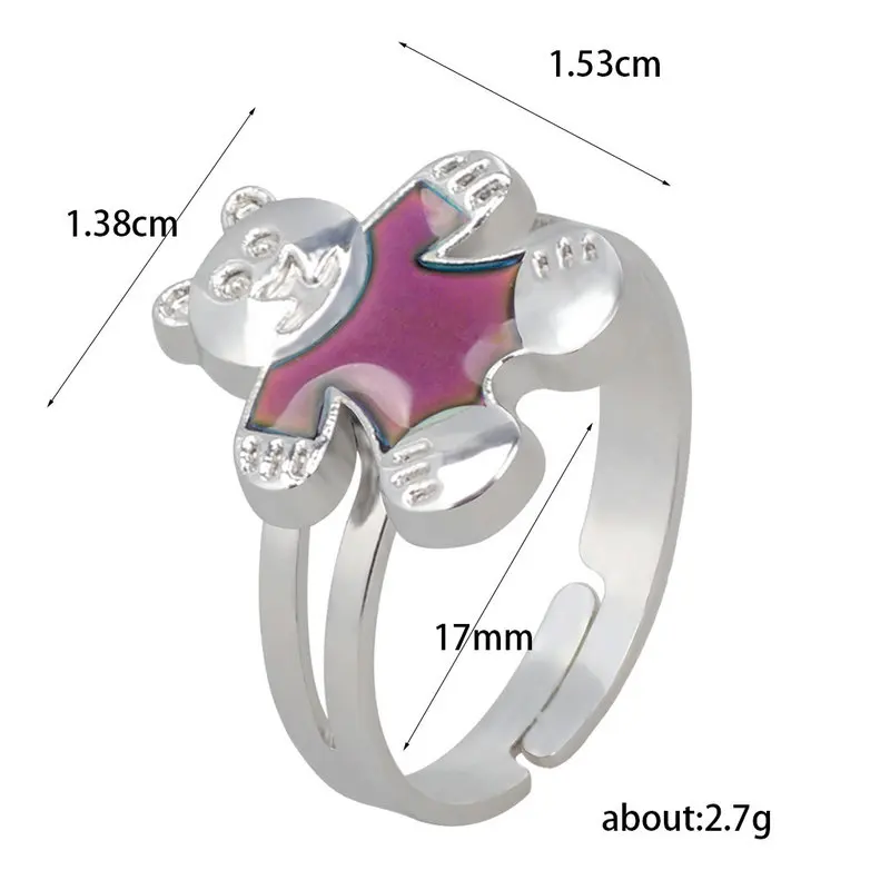Кольцо для настроения, регулируемые детские часы для девочек или женские аксессуары для женщин, Золотое кольцо,, кот, Бабочка, черепаха, динозавр - Цвет основного камня: Bear