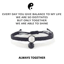 2 шт./компл. Инь Ян для женщин браслет ручной работы, бусы из натурального камня, макраме best friend» Пара Браслеты для женщин и мужчин, ювелирные изделия