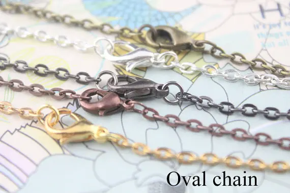 

50pc/lot 18-30inch Vintage Oval Rolo Chain Gold/Gunmetal/Silver/Copper/Bronze Choose For Women&Men Necklace Accessories