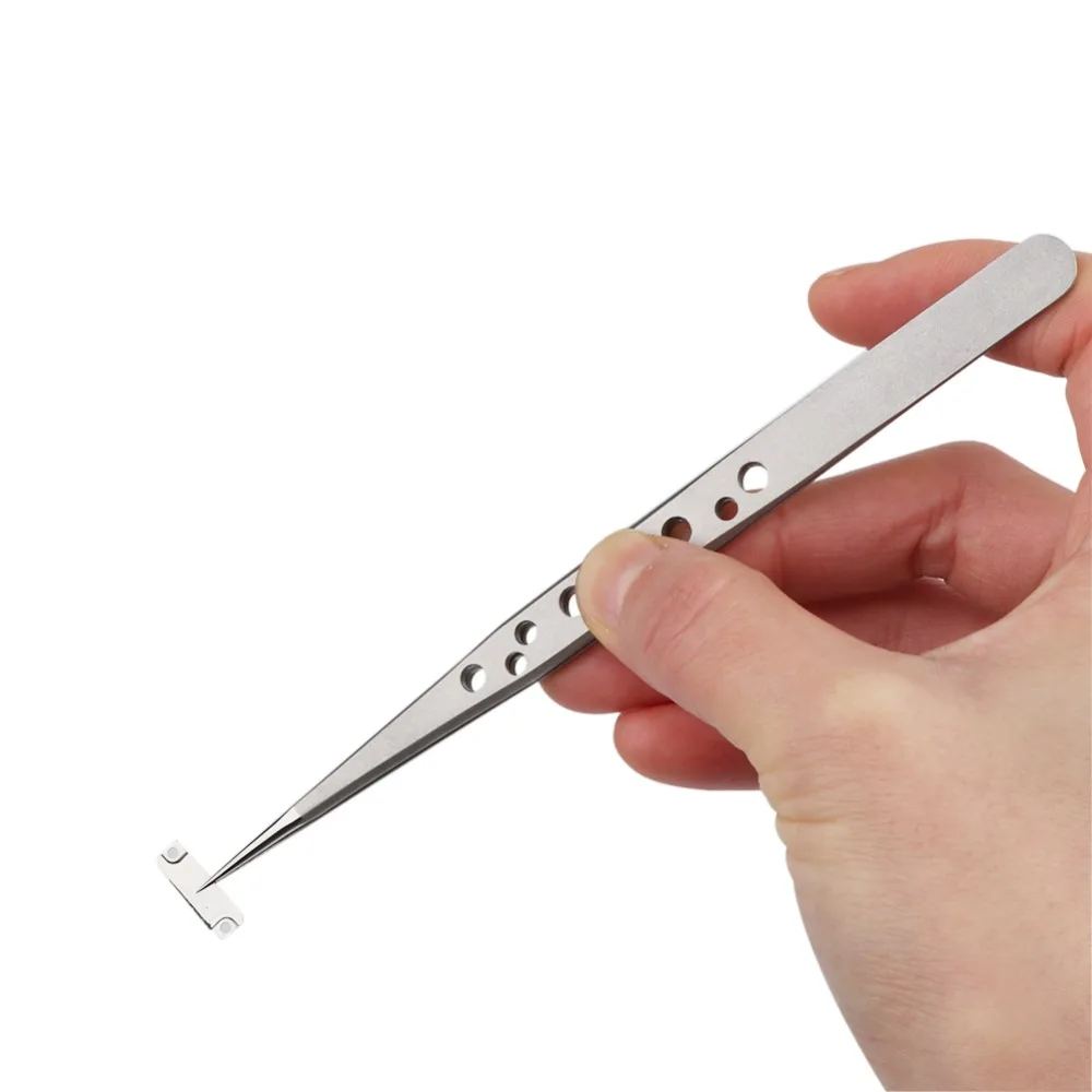 Precision Electronics Tweezers Set Ultra Fine Curved Straight Tips Stainless Steel Forceps Mobile Phone Repair Hand Tools Set