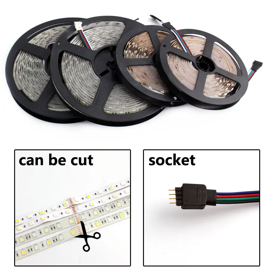 RGBWW RGBW RGB 12 В Светодиодная лента светильник PC SMD 5050 60 светодиодный/M 5 м