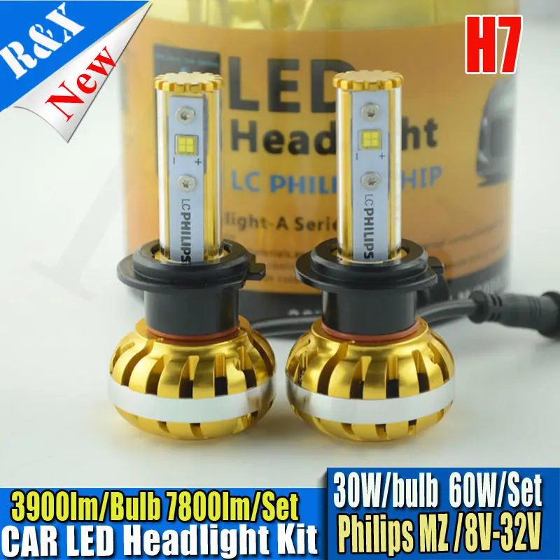 

2x Plug&Play H7 P hilipsLED Headlight Kit 60W 7200LM Alloy Material Car Driving Fog Lamp Bulbs Canbus White DRL Auto Light