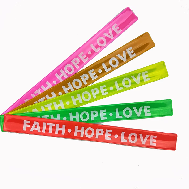 Светоотражающий браслет 30 см с надписью FAITH HOPE LOVE ремешок для велосипедных
