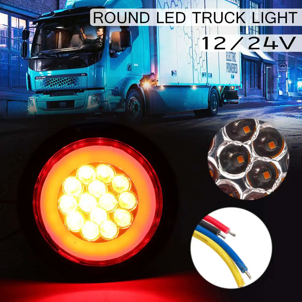 

Trailer Tail Lights LED Side Marker Waterproof Round LED Truck Light 12V/24v Truck Trailer Taillight Rear Reverse Light Lamp