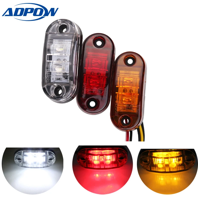 1pc 24v 12v Led Side Marker Lights for Trucks Trailer Caravan Side