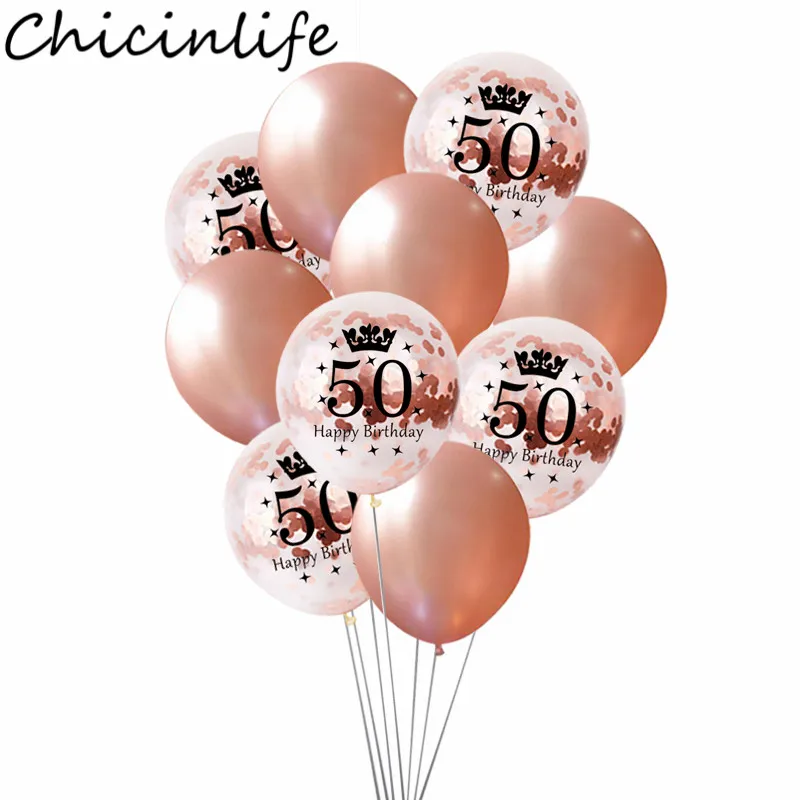Chicinlife 12 дюймов розовое золото 30 40 50 лет конфетти воздушные шары для взрослых с