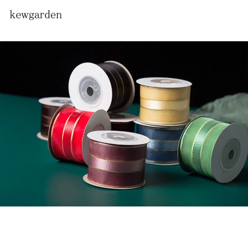 Kewgarden 38 мм 1 5 &quotЗолотая лента из органзы для края вручную изготовленная DIY волос