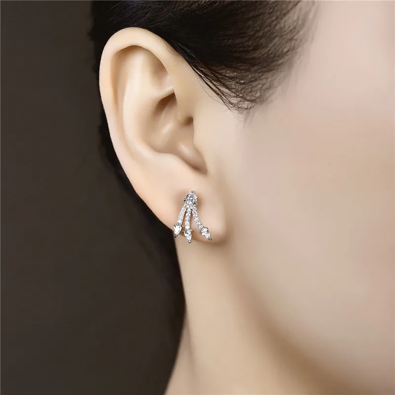 Серьги MDEAN из белого золота с белым цирконием класса ААА Модные женские серьги