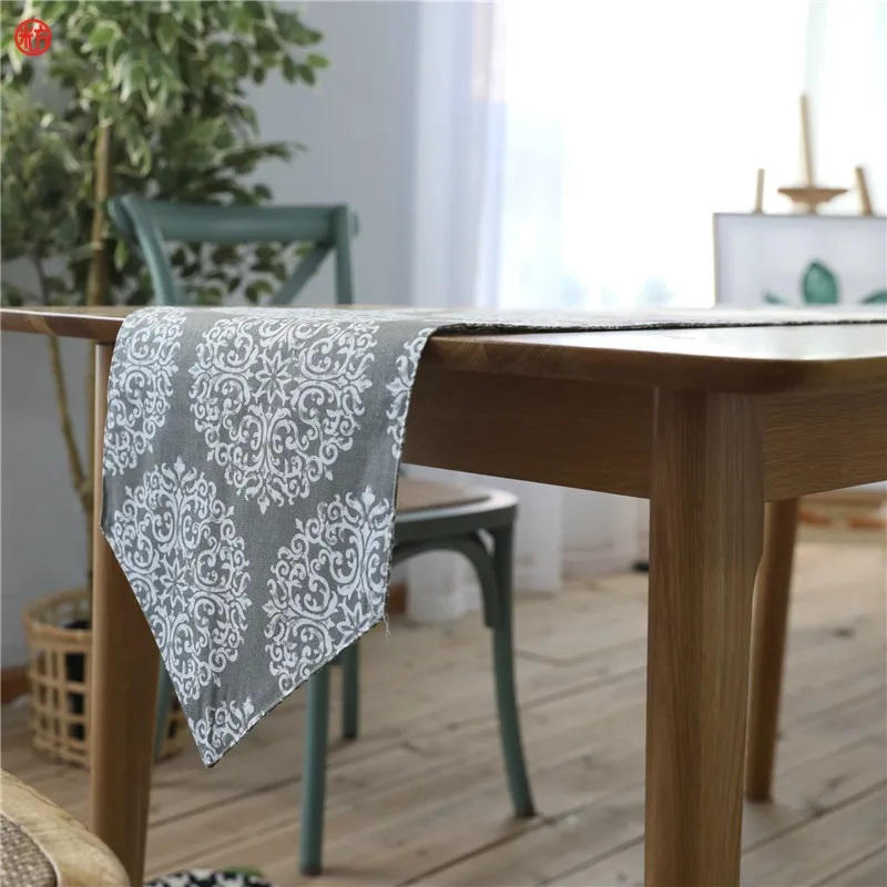 

Europe flower table runner 30*200cm 30*220cm gray cotton&linen blending table runner cloth for home hotel decor textile 30*180cm