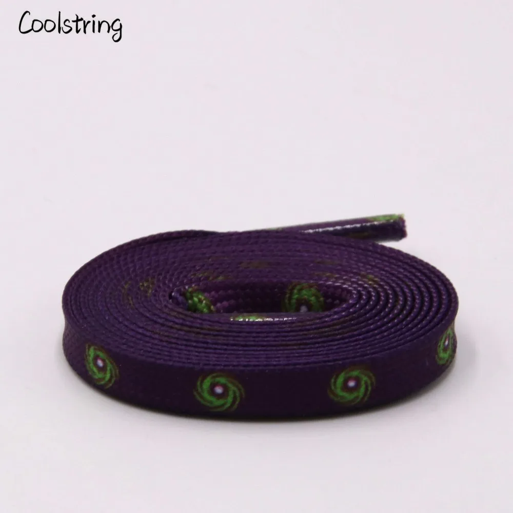 Coolstring Sublimated Printed Purple Shoelaces With Prints Green Hurricane Laces For Sneakers Shoes Boots Lanyard Accessories