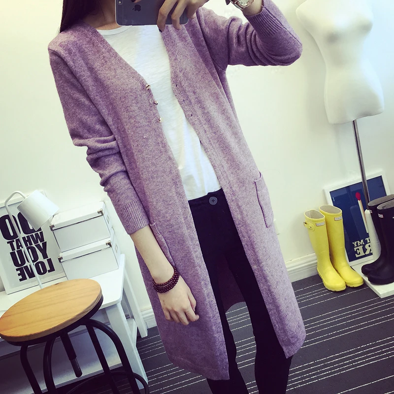 New Spring 2016 Women Sweater Cardigans Casual Warm Long Design Female Knitted Sweater Coat Cardigan Sweater Lady Sweaters