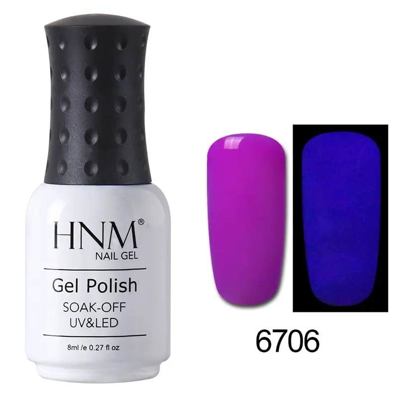 HNM 8 мл люминесцентный УФ-гель для ногтей лаковый ночной светящийся в темноте флуоресцентный Гибридный Базовый лак цветной лак для ногтей - Цвет: 006