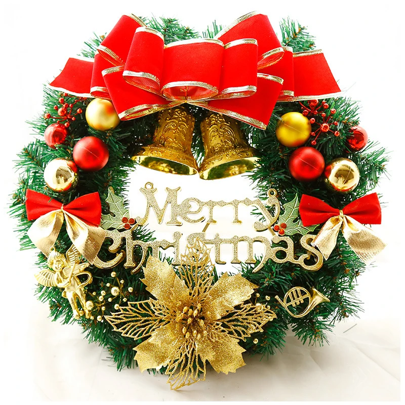 Tahun Baru Natal Dekorasi Simpul Merah Karangan Bunga 30 Cm
