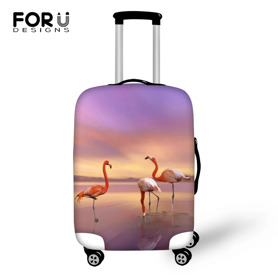 FORUDESIGNS Cartoon Luggage Cover Arts Painting Flamingos Pattern Travel Accessories Only Cover Fashion Design Suitcase Cover