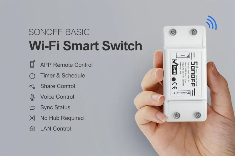 Itead Sonoff Basic R2 умный выключатель универсальный тип Wi-Fi розетка DIY модуль умный дом работает с Alexa Google home