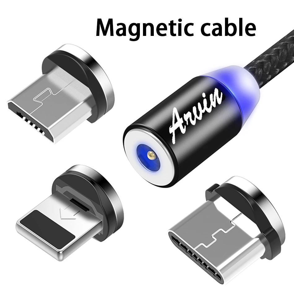 

Magnetic Cable Charger Cable Micro USB Type C Lighting Cable 2A Fast Charging USB Type-C Wire For iPhone Samsung Phone Cable 1m