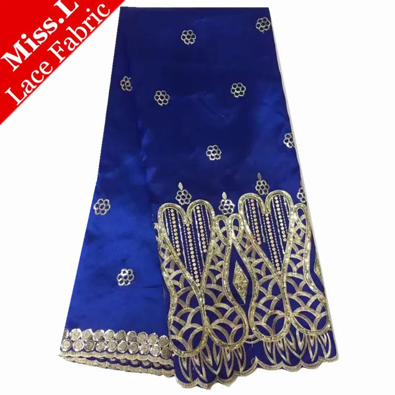 

2017 Most Popular African george lace fabric in royal blue best quality embroidery lace with sequins for wedding dress