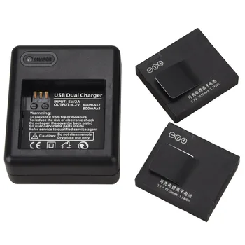 

2Pcs AZ13-1 Battery for Xiaomi yi 1010mAh Battery + USB Battery Charger For Xiaomi Yi Action Camera Replacement Battery Batteria