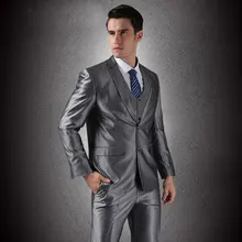 Пиджак+ жилет+ брюки) мужские деловые однобортные костюмы жениха бренд смокинг Формальные Свадебные костюмы