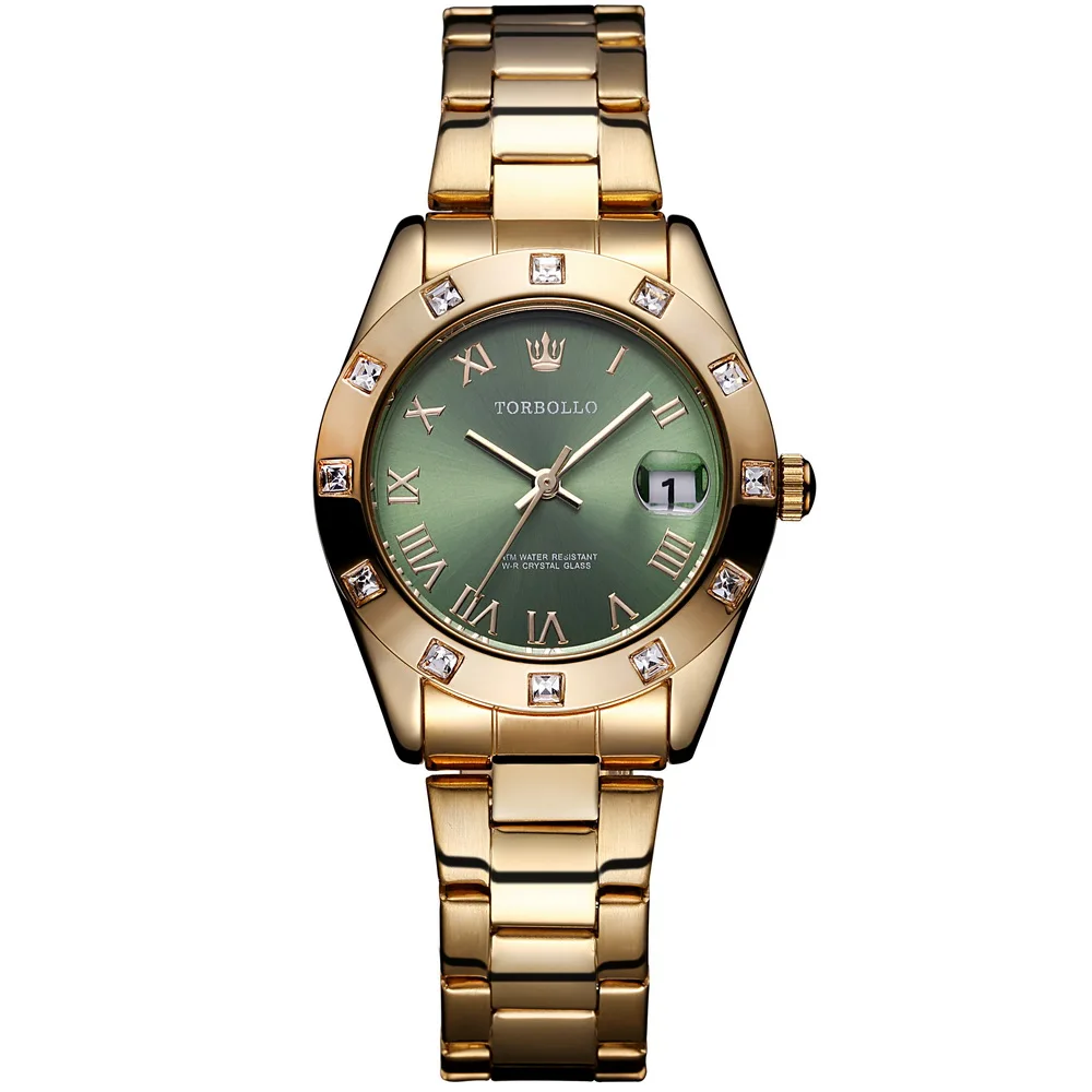 

TORBOLLO Fashion Quartz Watch Women Waterproof Gold Luxury Design Wrist Watch for Women with box