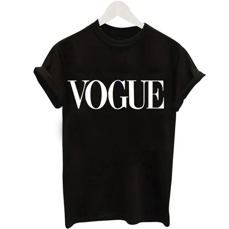 New Summer Women T-shirt VOGUE Letter Printed T shirts Casual Tops Tee Harajuku O Neck Female Shirt Woman Camisetas Mujer