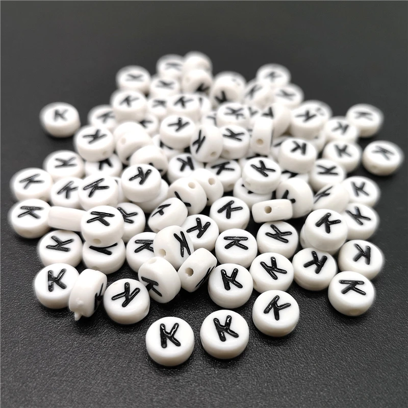 

4x7mm Letter K Oblate Alphabet Beads Acrylic Beads For Jewelry Making DIY Bracelet Necklace Accessories