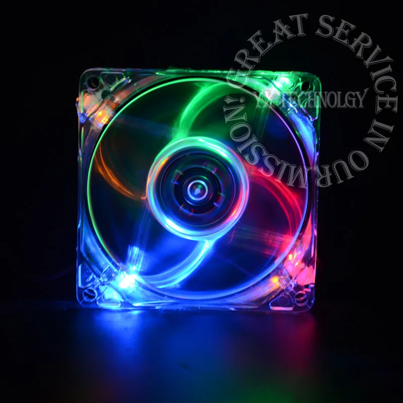  pc computer fan case cooling fan unit fan 8025 8cm with LED lights chassis fan 80 * 80 * 25 