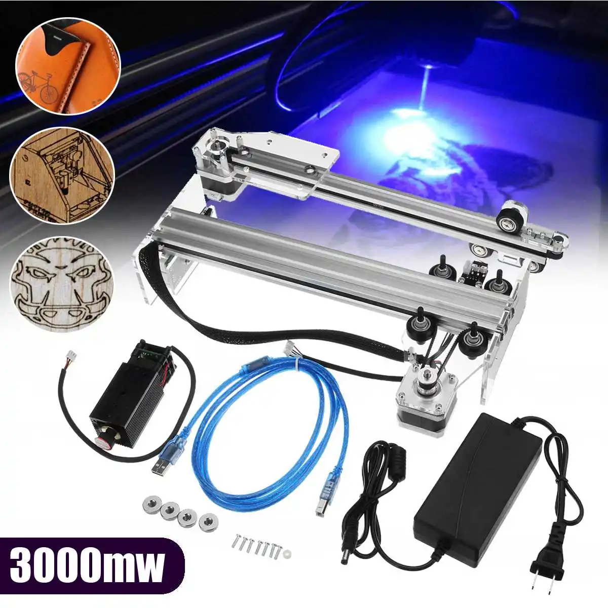 

3000mW CNC Laser Engraving Engraver Router 17x21cm Laser Cutter Engraving Machine DIY Desktop Wood Cutter/Printer