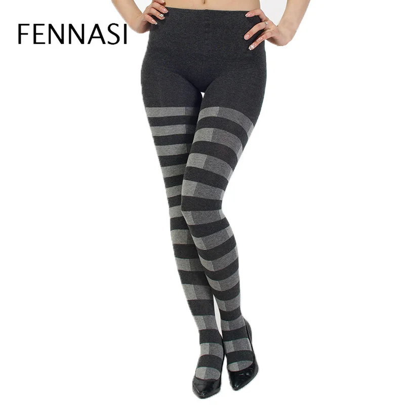 Buy Fennasi Winter Women Warm Tights Striped High Waist Classical Casual Sexy