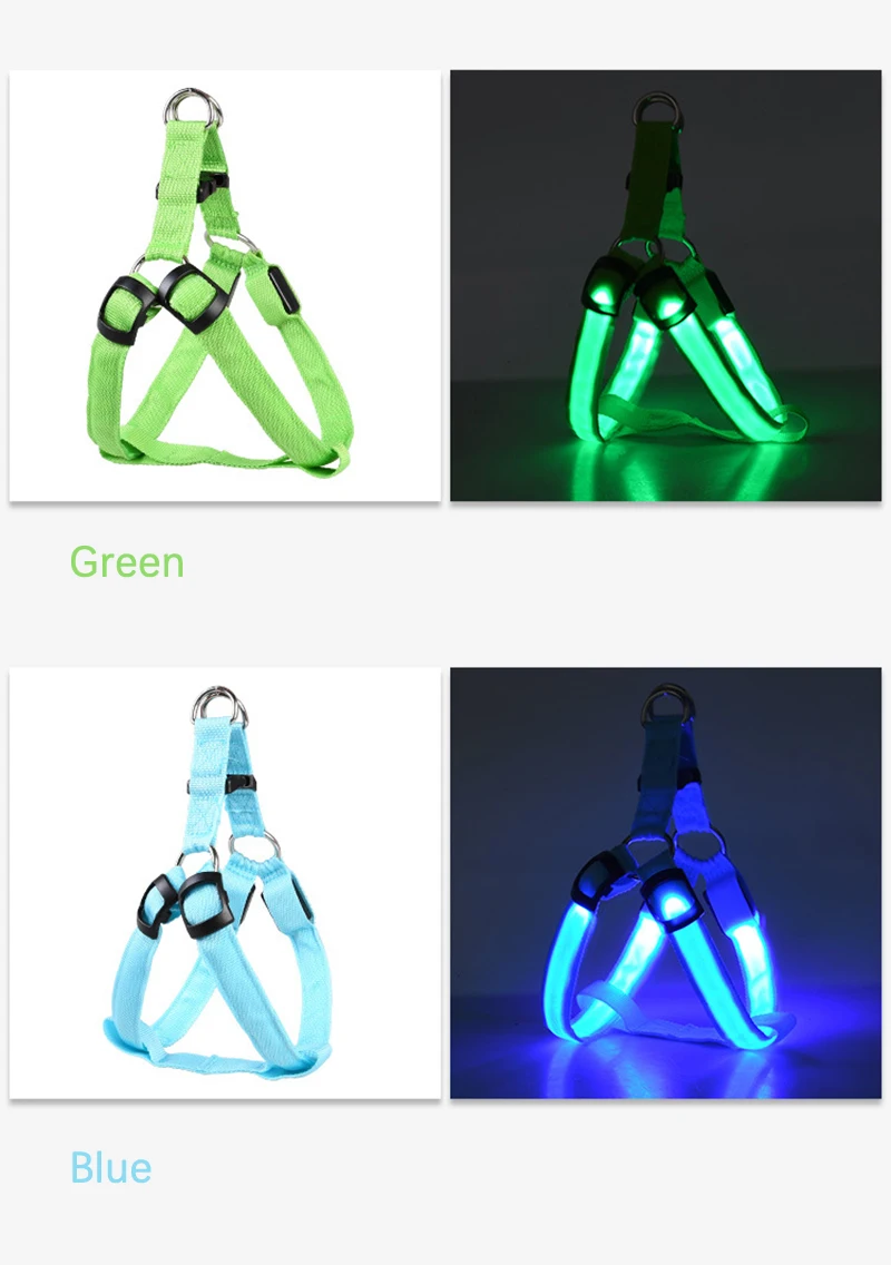 7 Color Pet Led Collar Vest Dog Harness Leads Adjustable Breathable Safety Leash Pet Dog Accessories (11)
