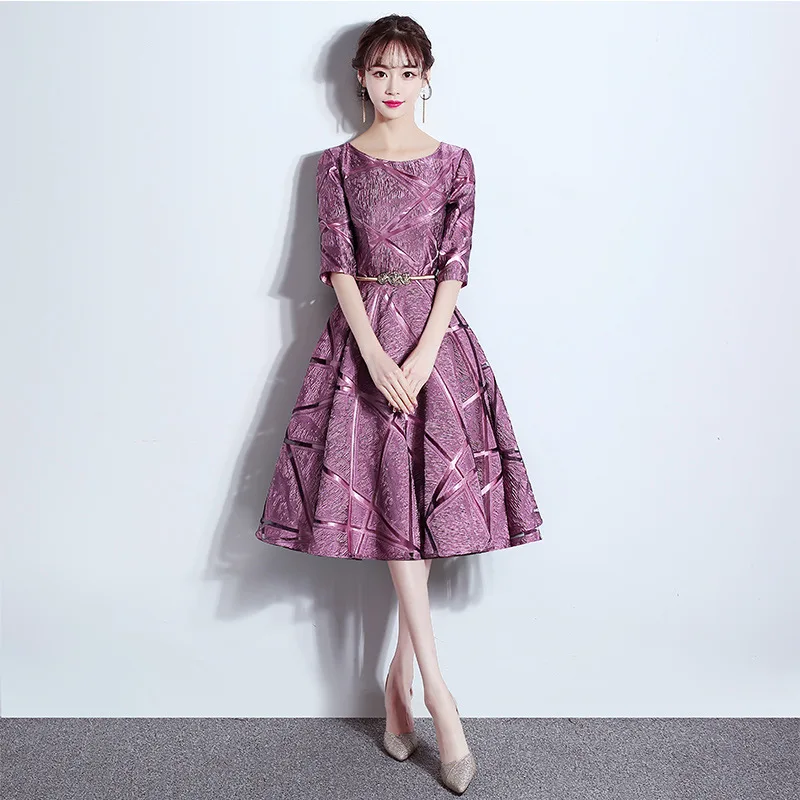 Purple Short Women Chinese Traditional Dress Party Lady Elegance Purple Short Women Chinese Traditional Dress Party Lady Elegance Cheongsam Wedding Vintage Bridesmaid Qipao Evening In Cheongsams From Novelty