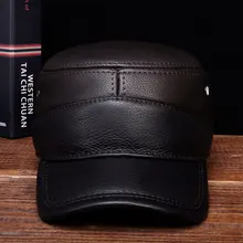 HL088 мужские бейсболки из натуральной кожи новые брендовые зимние теплые русские шапки из натуральной кожи