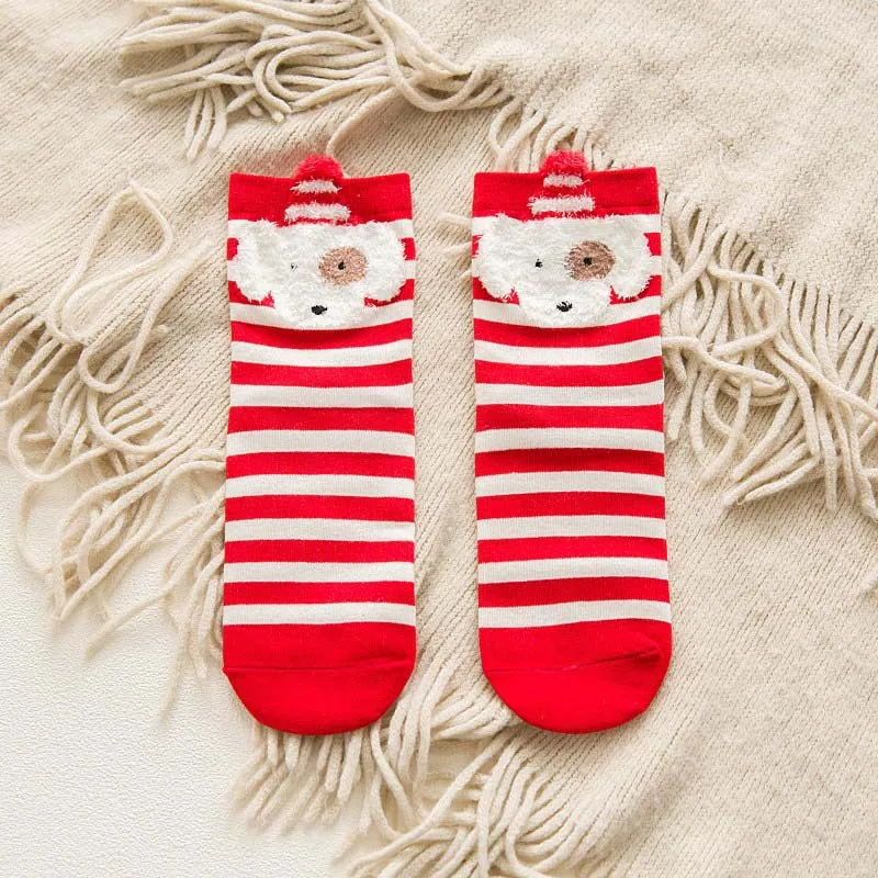 4 пары женских носков зимние теплые рождественские подарки стерео носки мягкие хлопковые милые носки с Санта Клаусом и оленем рождественские носки Meias - Цвет: B