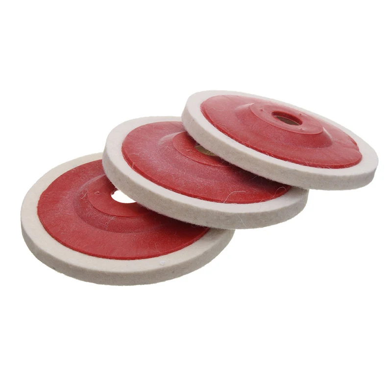 DWZ 3PCS 4'' 100mm Wool Buffing Angle Wheel Grinder Felt Polishing Disc Pad Set