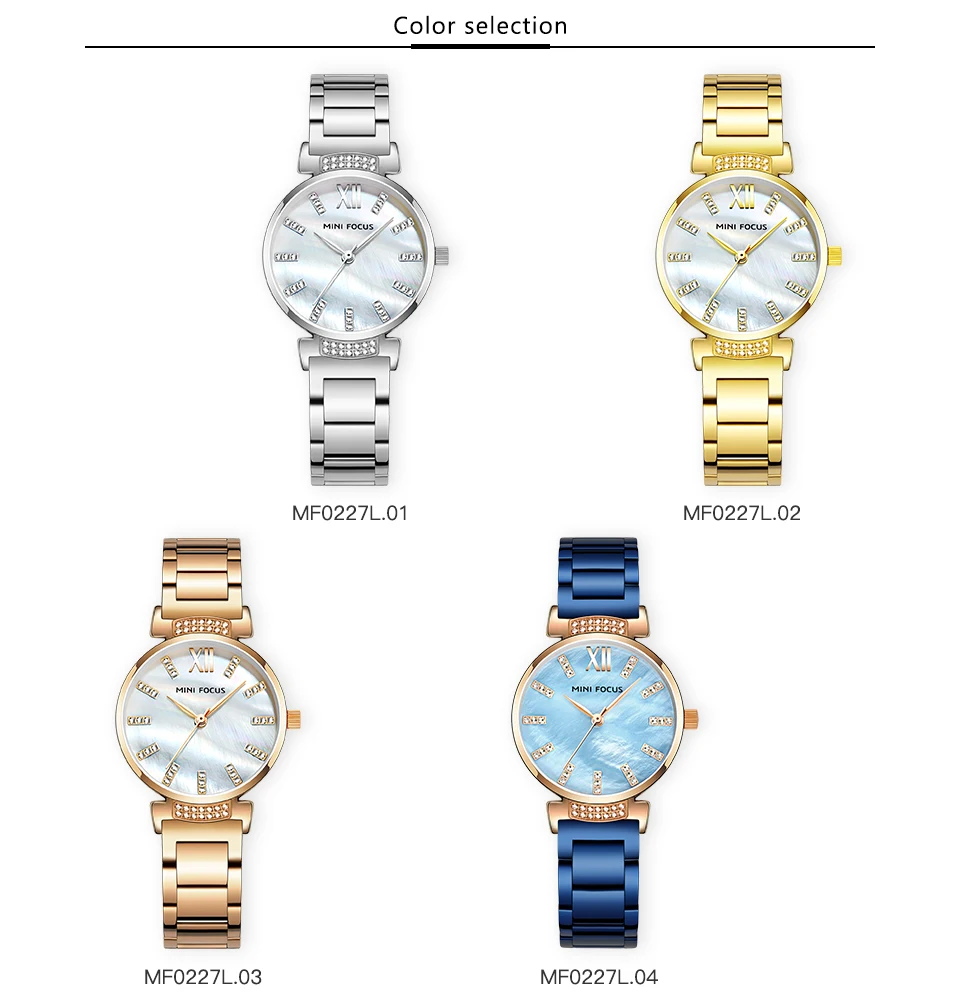 Мини-фокус женское платье кварцевые часы из нержавеющей стали простой Аналоговый наручные часы для леди Relogios Feminino часы 0227 синий